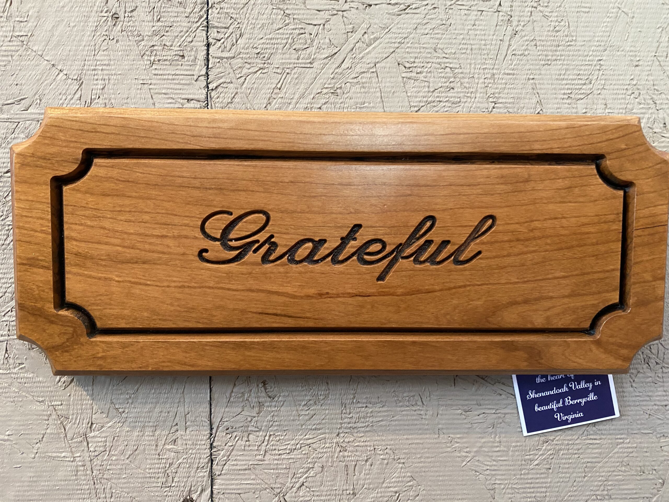 HARDWOOD SIGN "GRATEFUL" Castleman Carpentry